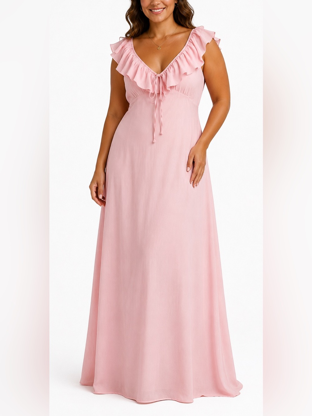 Silvie Maxi Dress in Pink Ruffles floor length Peppermayo 18 xl s1